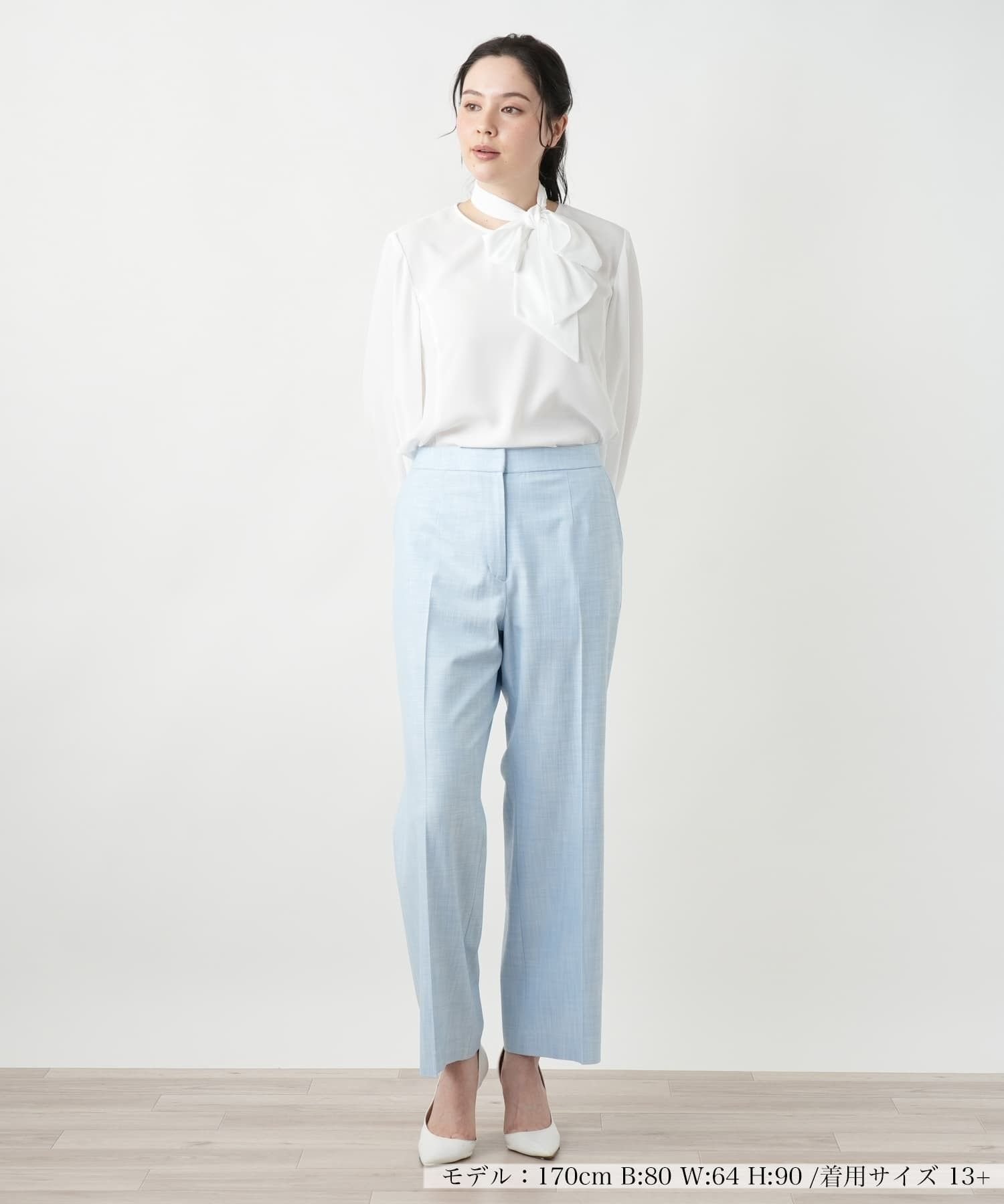 Leilian PLUS HOUSE 【店頭人気】ストレートパンツ【ROCHAS Premiere】 レリアン プラスハウス パンツ その他のパンツ ブルー