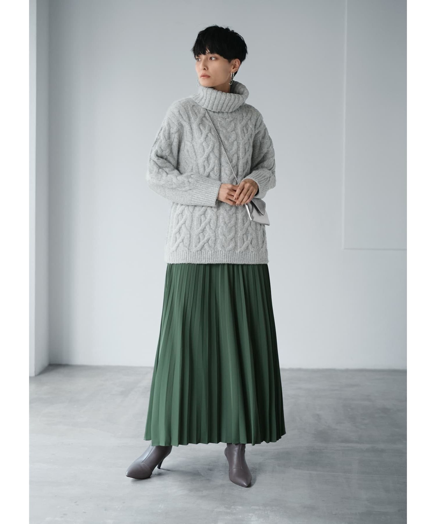 楽天Rakuten FashionSTYLE DELI スーパーロングプリーツスカート/84cm丈 スタイルデリ スカート ミディアムスカート ブラック カーキグリーン グレー【送料無料】