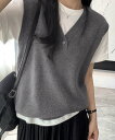 【SALE/29%OFF】miniministore ニットベスト レディースチョッキ 重ね着 ミニミニストア トップス ベスト・ジレ グリーン ホワイト ベー...