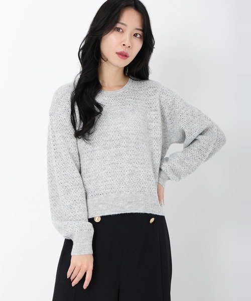 【SALE／50%OFF】STRAWBERRY-FIELDS シャインスパンコールニット ストロベリーフィールズ トップス ニット ピンク ネイビー グレー【送料無料】