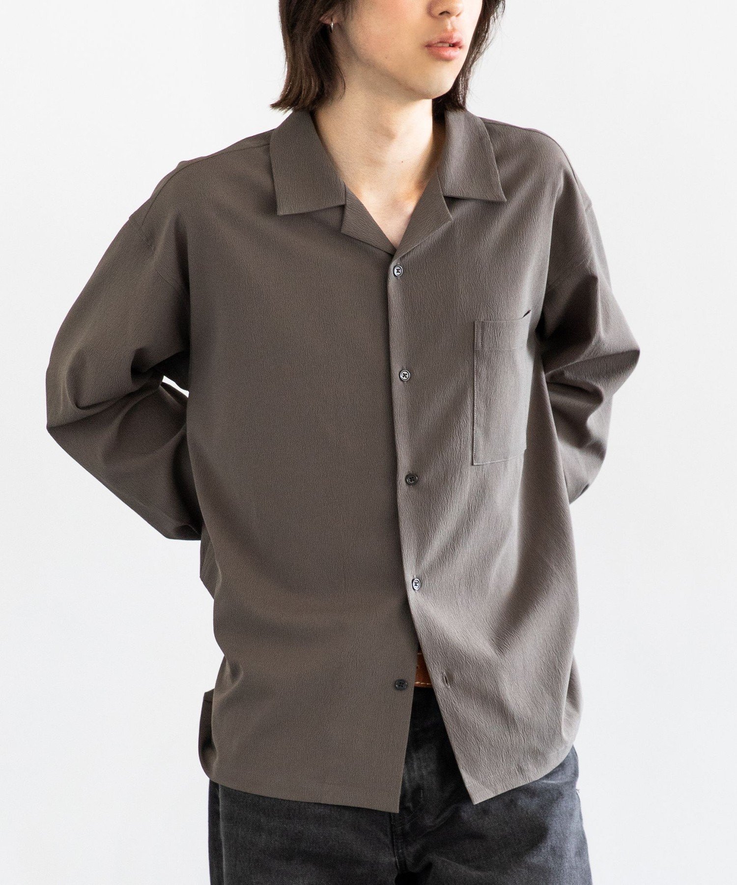 SHIPS MEN City Ambient Products: オープンカラー 楊柳 ソリッド ロングスリーブ シャツ シップス トップス シャツ・ブラウス ワインレッド グリーン【送料無料】