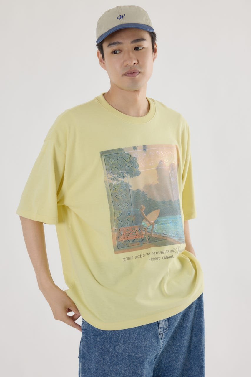 RODEO CROWNS WIDE BOWL フォトグラフィックTシャツ ロデオクラウンズワイドボウル トップス カットソー・Tシャツ ホワイト イエロー