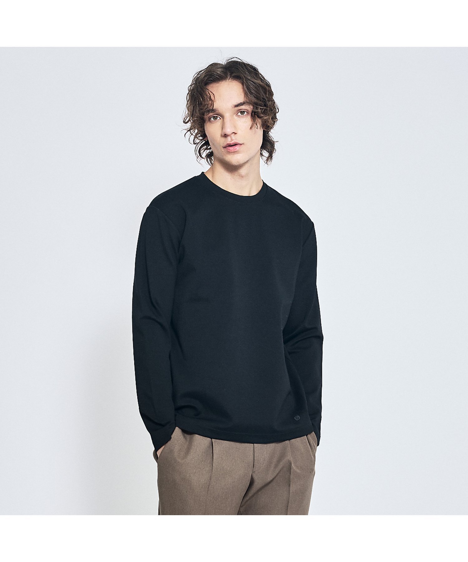 ABAHOUSE LASTWORD Eco Vero ストレッチポンチ ロンT / クルーネック アバハウス トップス カットソー・Tシャツ ブラック ブルー ベージュ ホワイト【送料無料】