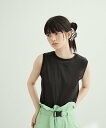 ADAM ET ROPE' FEMME ストレッチタフタノースリーブTEE アダムエロペ トップス ノースリーブ・タンクトップ イエロー ホワイト ブラック【送...