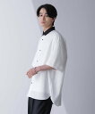 【SALE/30%OFF】NANO universe WEB限定/バイカラードレープシャツ 半袖 ナノユニバース トップス シャツ・ブラウス ブラック ホワイト【送料無料】(4)