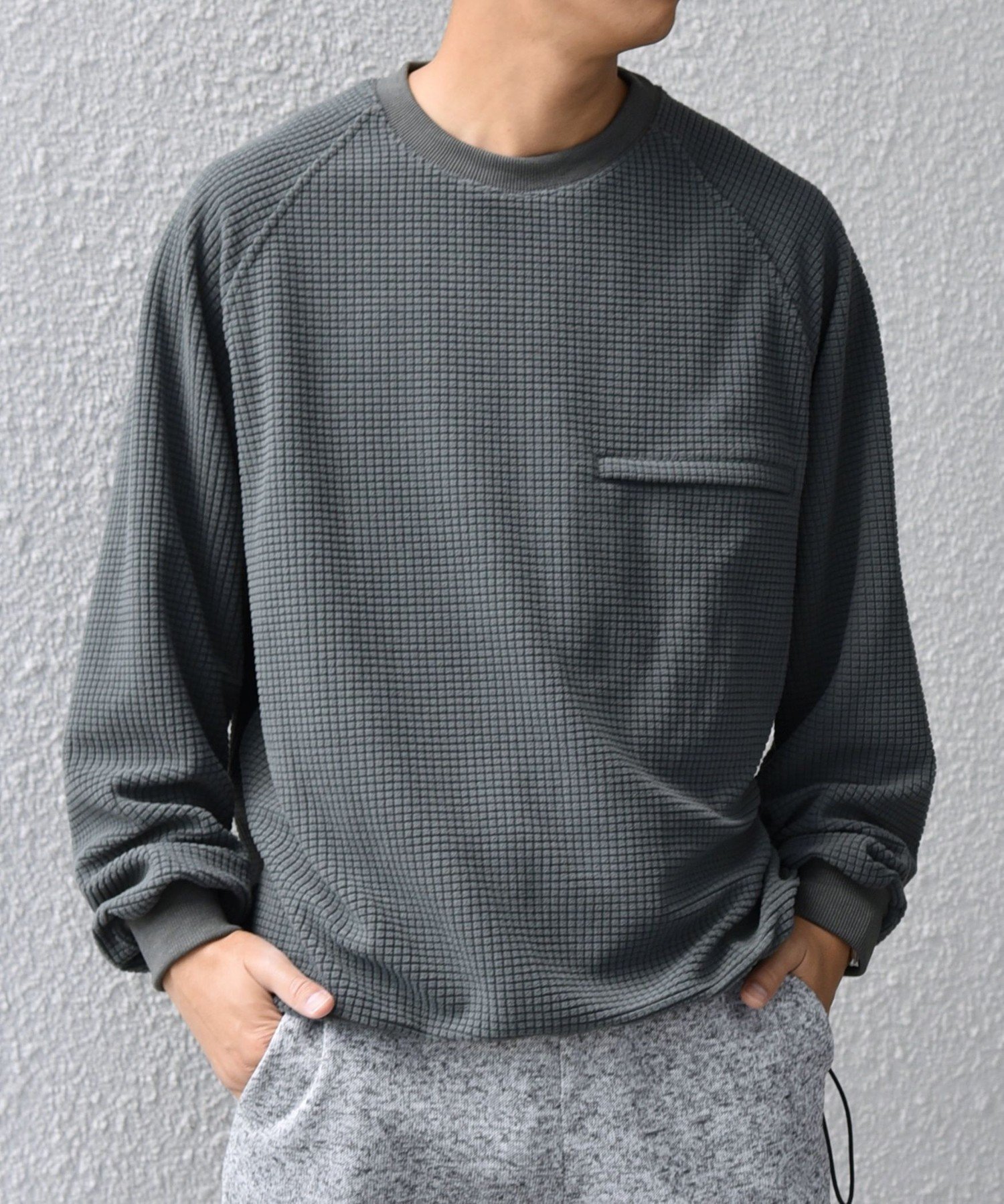 SHIPS any SHIPS any:＜洗濯機可能＞グリッド フリース スピンドル ポケット プルオーバー◇ シップス ..