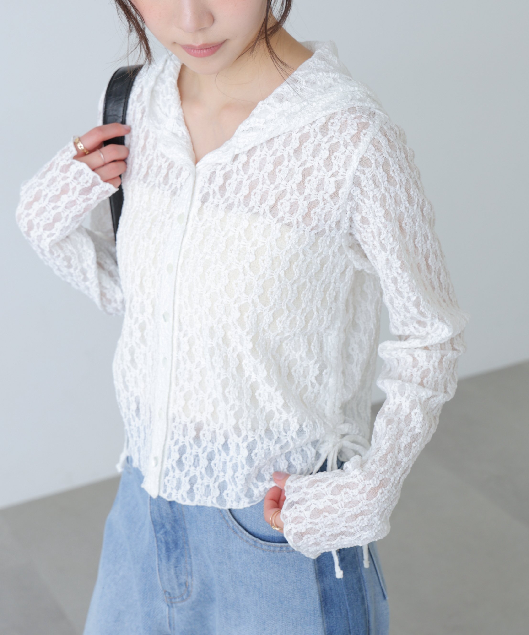 サイドドロストレースフーディー フリーズ マート トップス カットソー・Tシャツ ブラック ホワイト