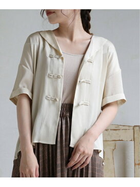 【SALE/62%OFF】Ray Cassin チャイナブラウス レイカズン シャツ/ブラウス 長袖シャツ グリーン グレー ホワイト