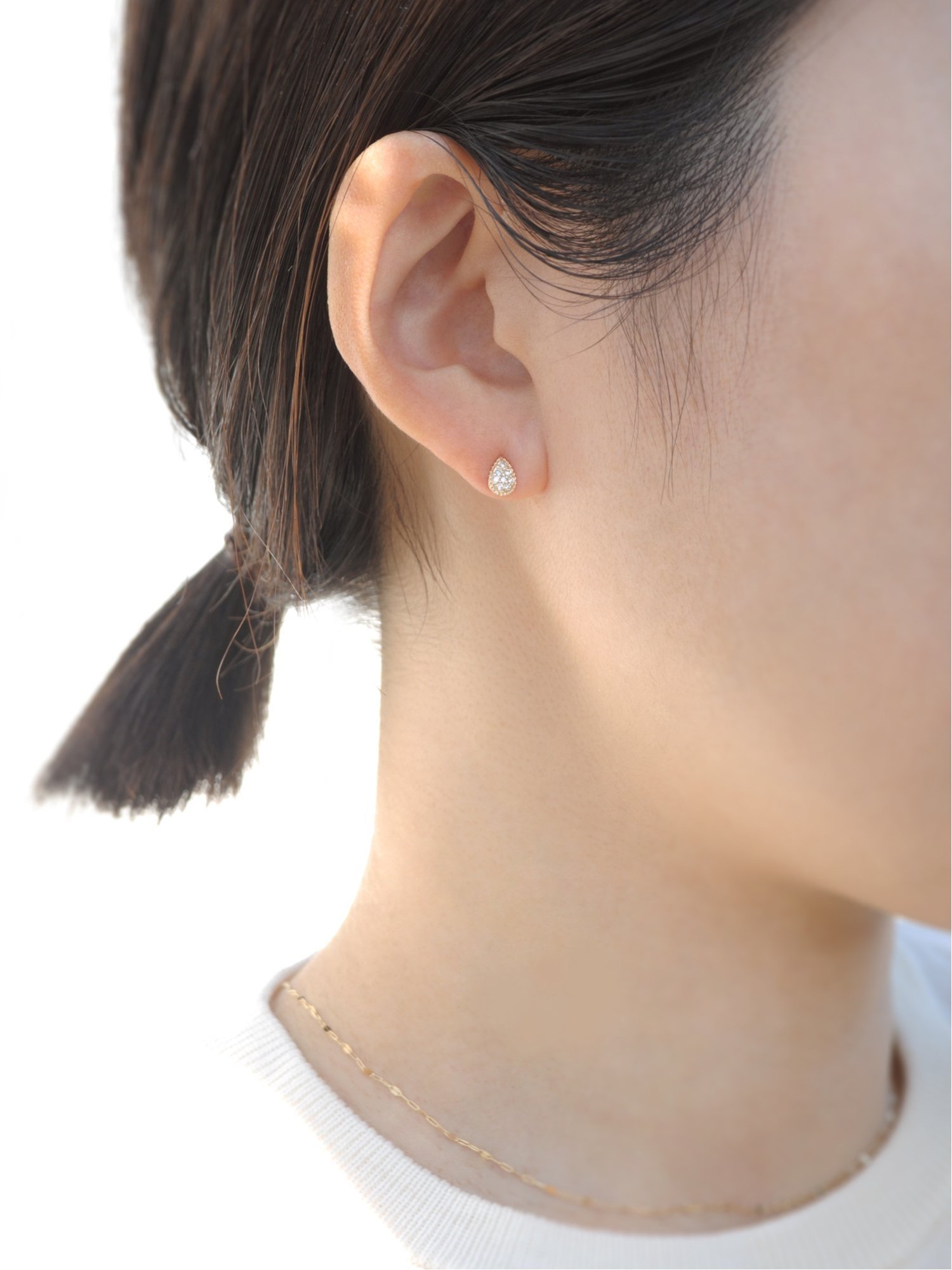 . 【anq.】K10 ペアシェイプ ダイヤモンドパヴェピアス クークロワッサン アクセサリー・腕時計 ピアス ゴールド