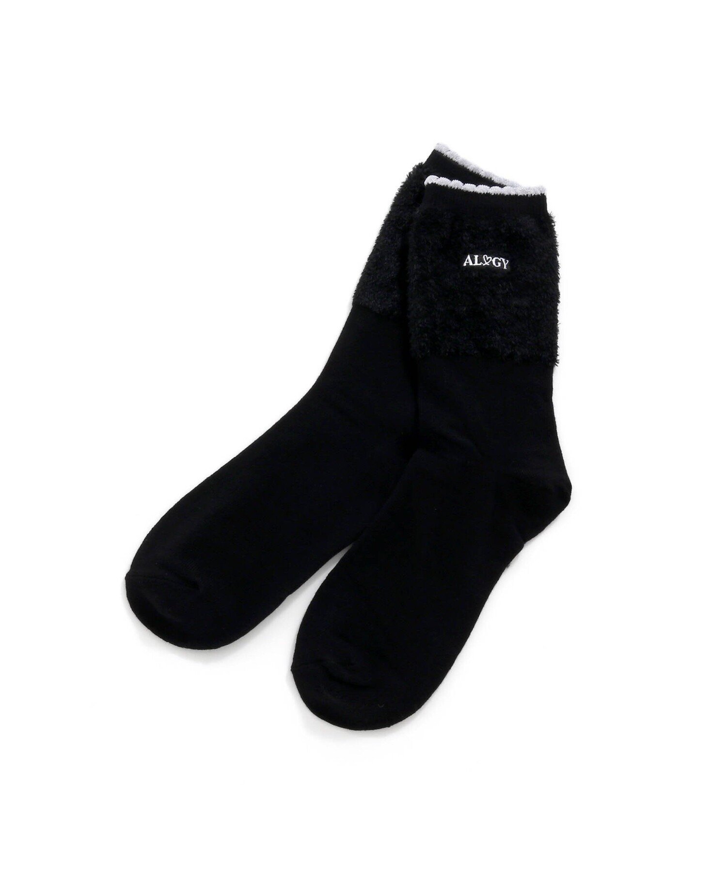 algy ルーズ風クルーソックス エフオーオンラインストア 靴下・レッグウェア 靴下 ブラック グレー ホ..