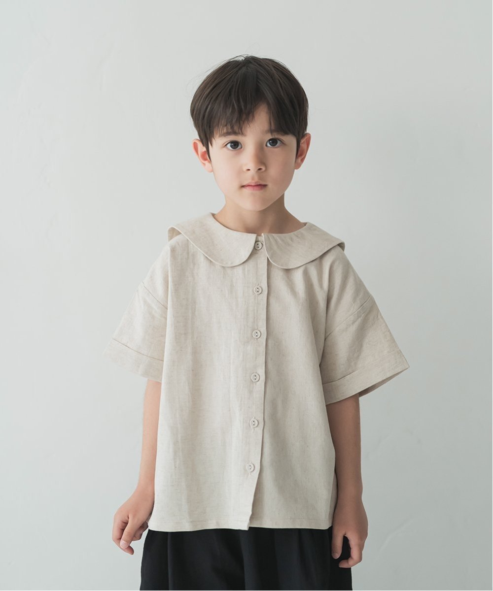 riziere セーラーカラー半袖ブラウス リジェール トップス シャツ・ブラウス ベージュ ホワイトのサムネイル