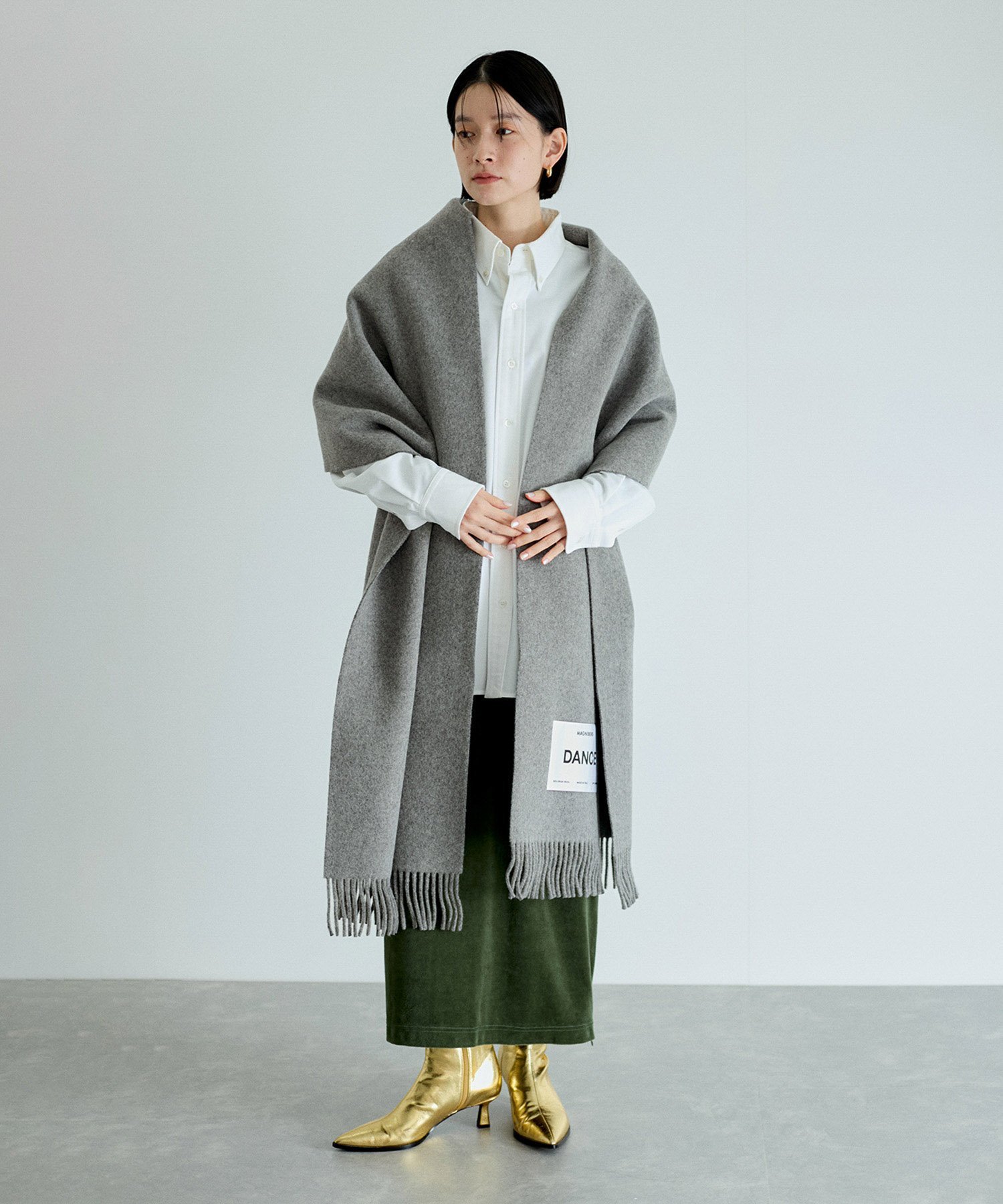 ADAM ET ROPE' FEMME 【MAGNIBERG(マグニバーグ)】BOLD SCARF アダムエロペ ファッション雑貨 マフラー・ストール・ネックウォーマー グレー グリーン【送料無料】