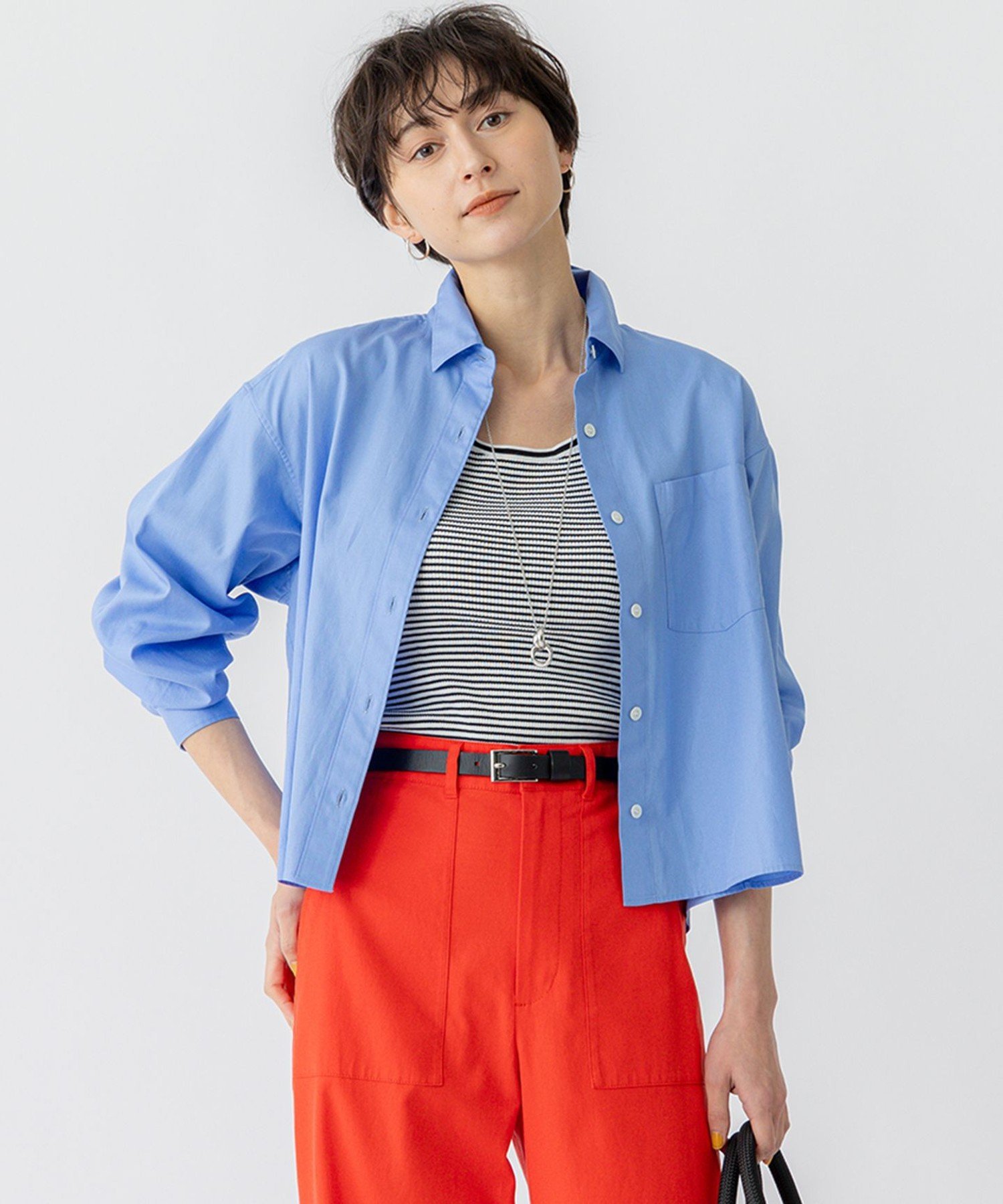 【SALE／30%OFF】23区 S 【洗える】CANCLINI クロップド テントライン シャツ ニジュウサンク トップス シャツ・ブラウス ブルー ホワイト オレンジ【送料無料】 stylife-14955102 Rakuten Fashion サンプル画像3