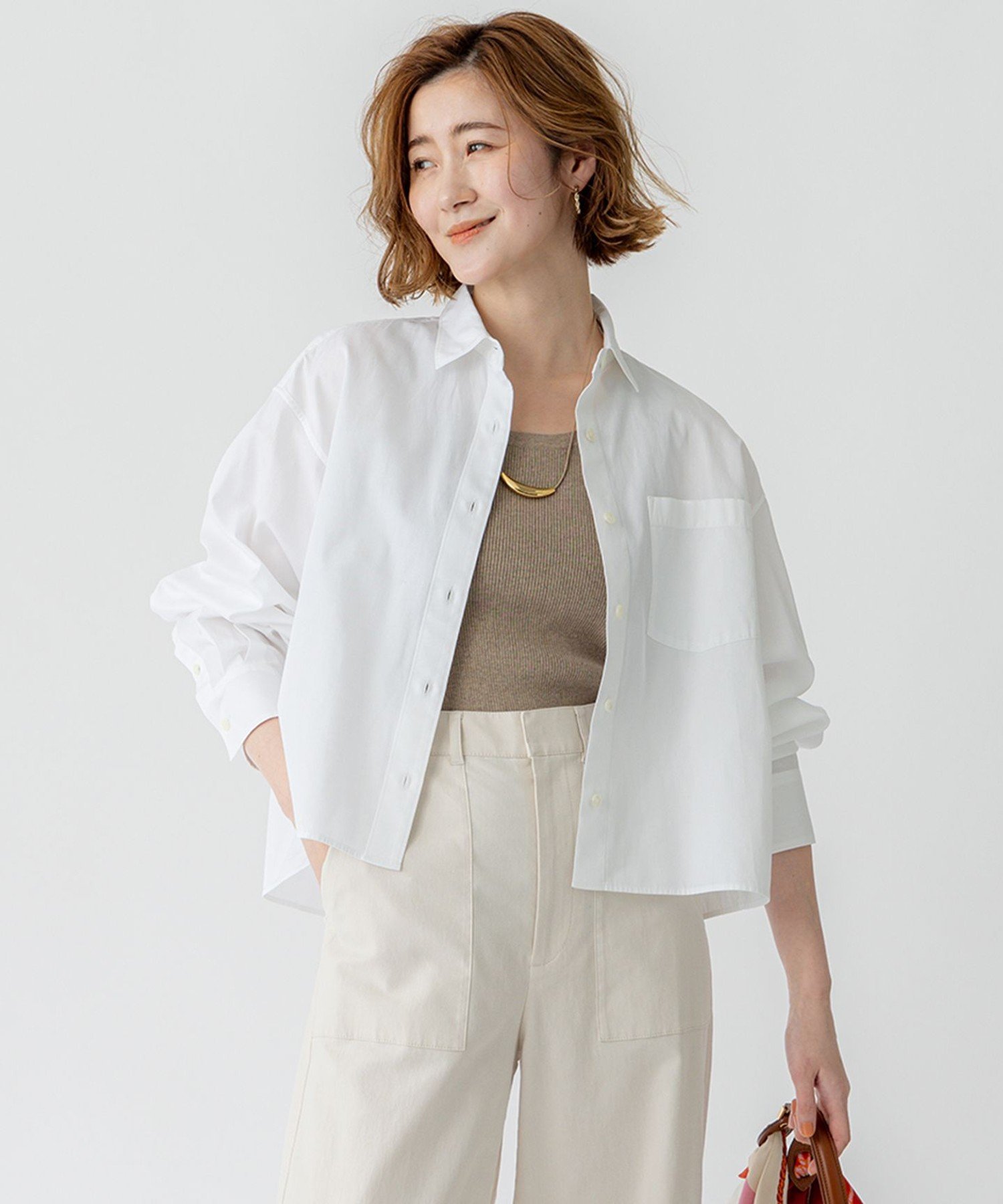 【SALE／30%OFF】23区 S 【洗える】CANCLINI クロップド テントライン シャツ ニジュウサンク トップス シャツ・ブラウス ブルー ホワイト オレンジ【送料無料】 stylife-14955102 Rakuten Fashion サンプル画像2