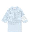THOM BROWNE POINTELLE CABLE STITCH SS TEE IN COTTON トムブラウン トップス ニット ブルー ホワイト【送料無...