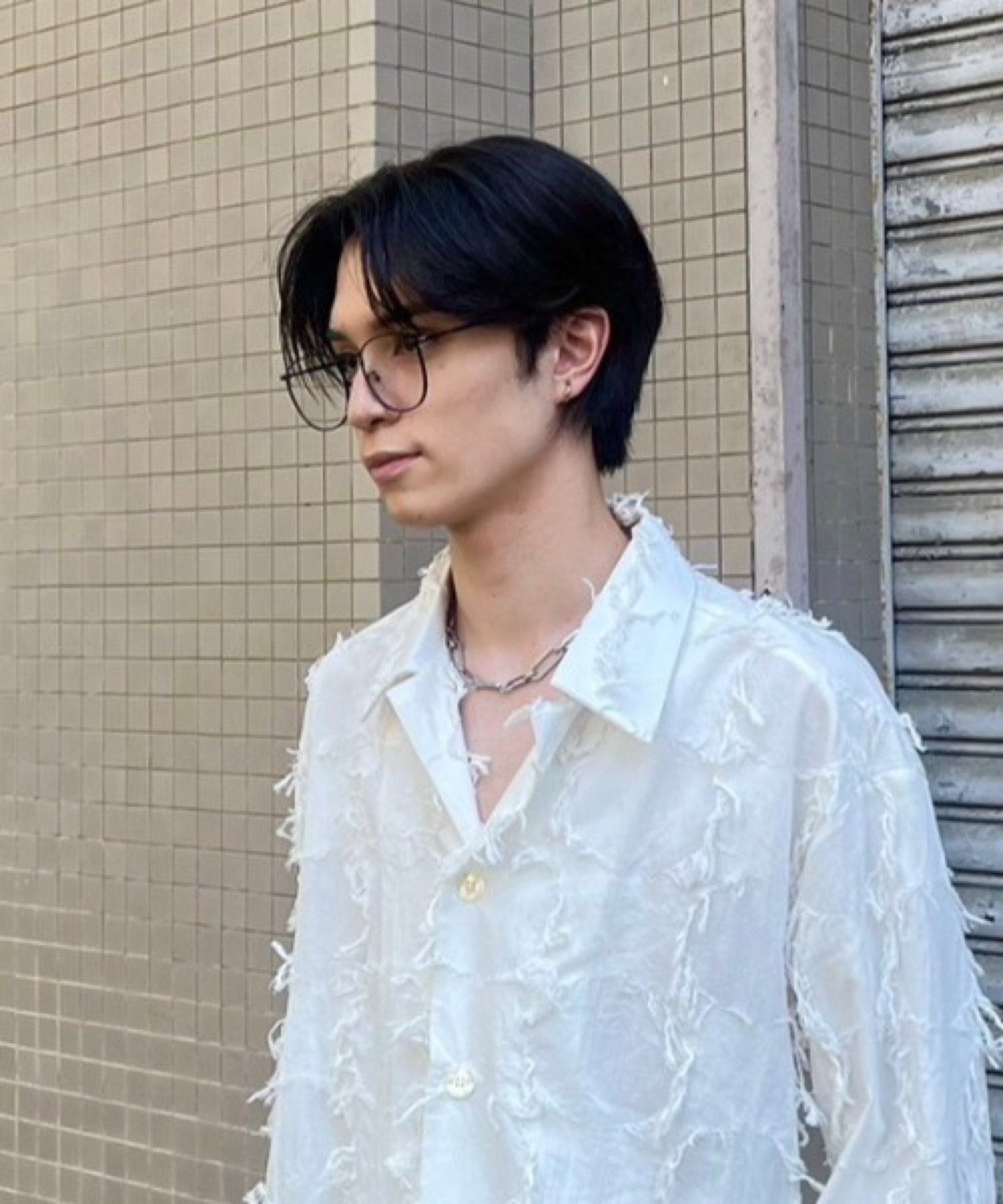 + 【Chikashitsu +】boston eyewear ネバーマインドザエックスユー／チカシツプラス パンツ スラックス・ドレスパンツ ブラック シルバー