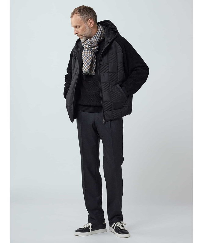 【SALE／50%OFF】Aquascutum MEN Combination Hoodie アクアスキュータム ジャケット・アウター ブルゾン・ジャンパー ブラック【送料無料】
