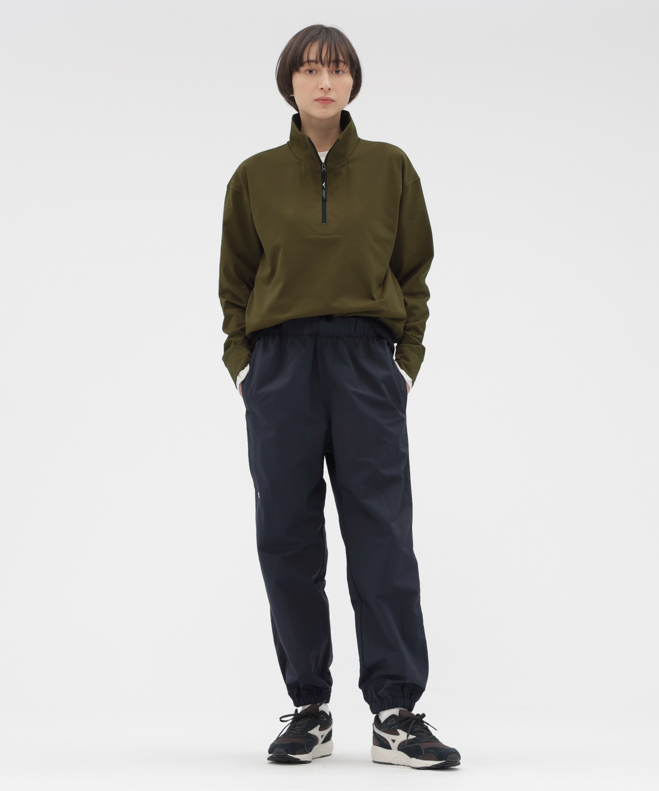 MARGARET HOWELL HIGHDENCE POLYESTER JERSEY TOP マーガレット・ハウエル トップス カットソー・Tシャツ グリーン ブラック