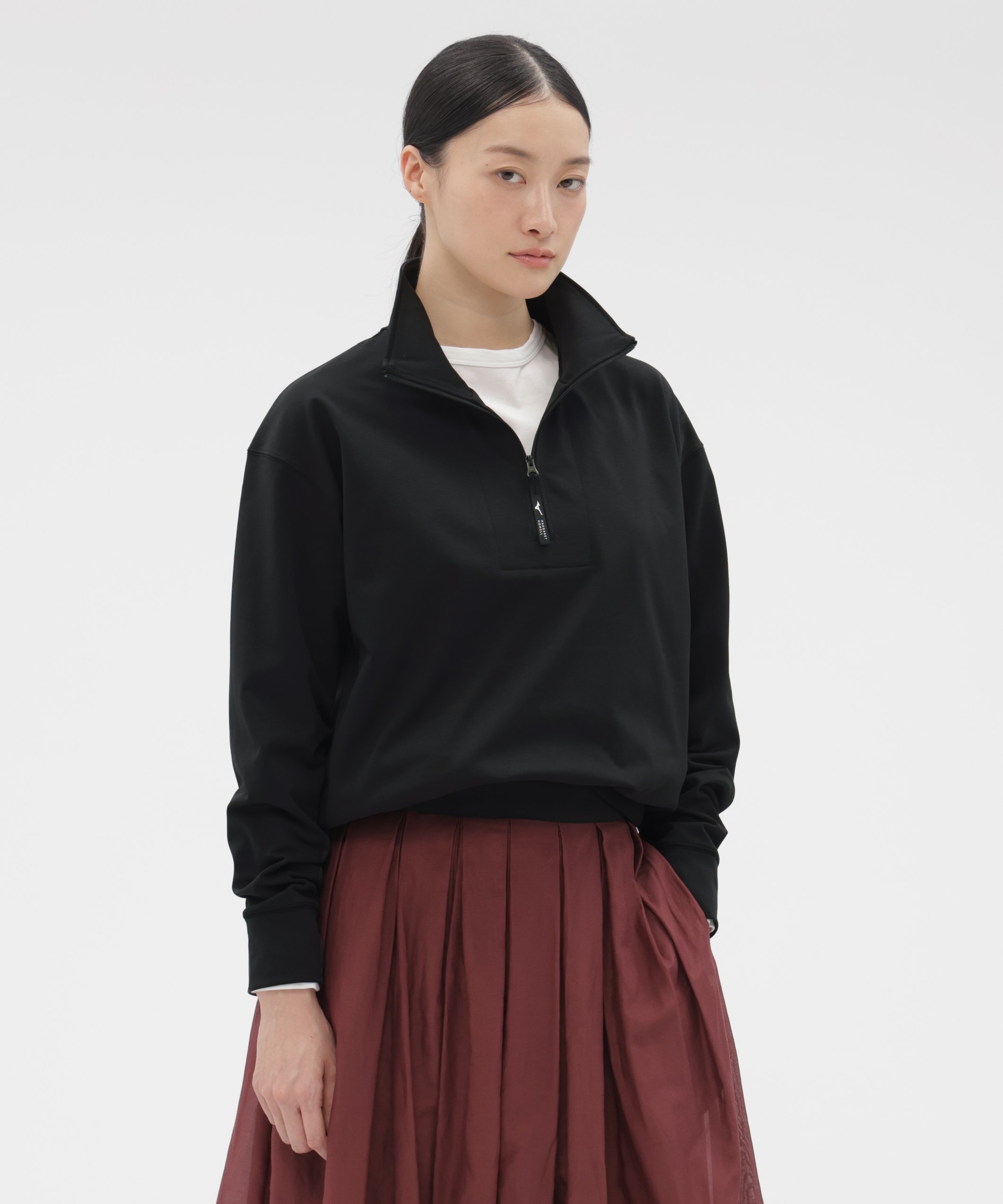 MARGARET HOWELL HIGHDENCE POLYESTER JERSEY TOP マーガレット・ハウエル トップス カットソー・Tシャツ グリーン ブラック