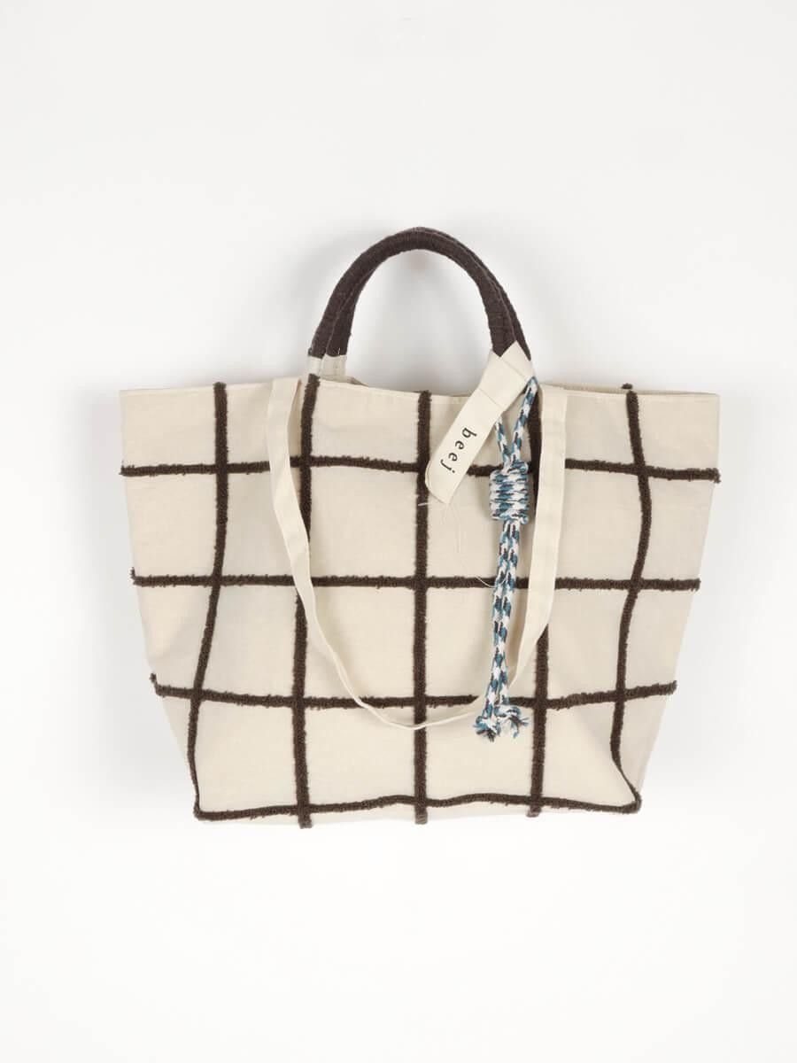 FIKA. Loop embroidered check bag ラシュッド バッグ トートバッグ ブルー ブラック【送料無料】