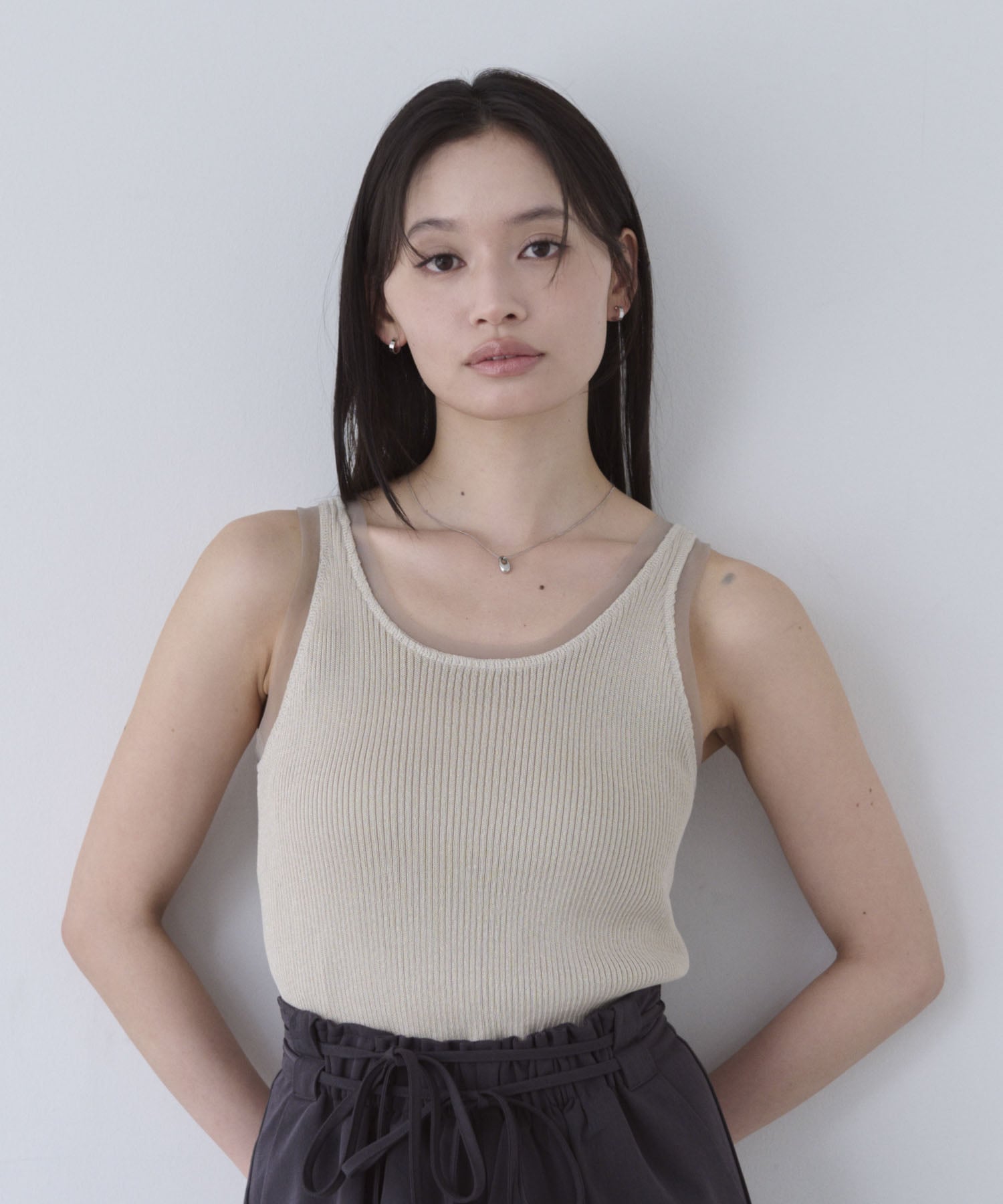 【SALE／55%OFF】SOYEN 2WAYニットシアータンクトップ チームストア トップス ノースリーブ・タンクトップ ベージュ グレー ブルー