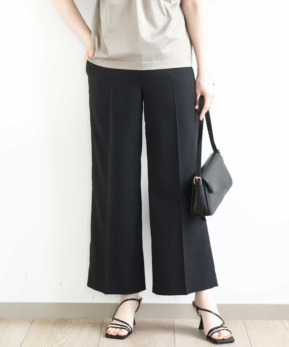 OFUON ストレッチワイドパンツ/接触冷感/洗える/WEB限定サイズあり オフオン パンツ その他のパンツ ブラウン ブラック