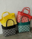 【SALE/40%OFF】aroco レトロメルカドトートバッグ ヴィータフェリーチェ バッグ かごバッグ グリーン ブラック レッド イエロー