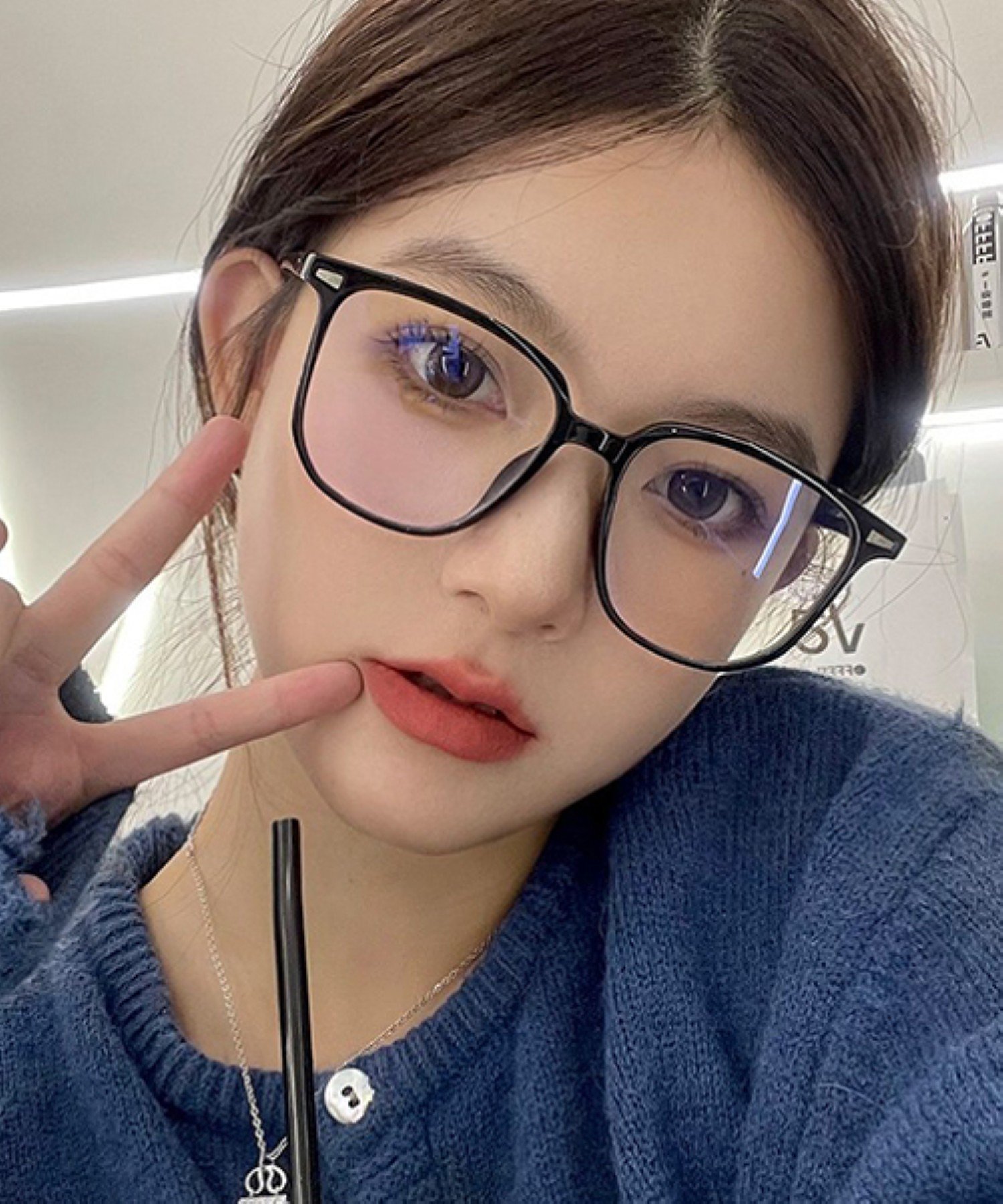ユニセックス ビックフレーム 伊達メガネ スクエア cula859 チュクラ ファッション雑貨 メガネ ブラック