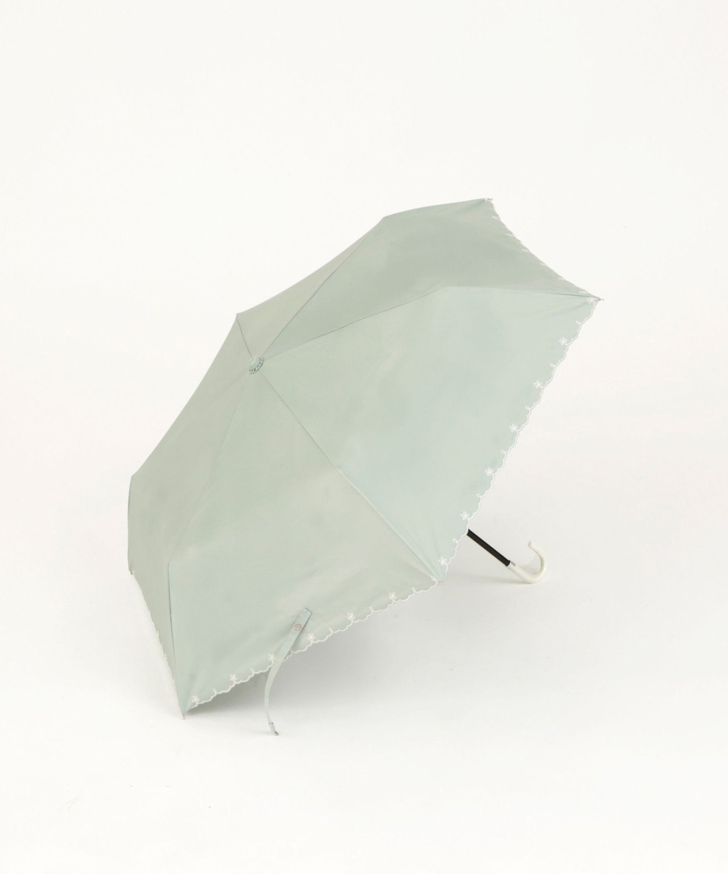 スカラップフラワー刺繍晴雨兼用折りたたみ傘日傘