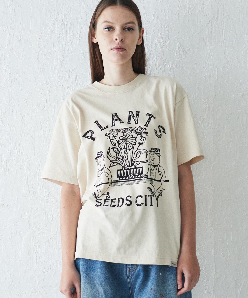rehacer rehacer:Plant Company Fade CS レアセル トップス カットソー・Tシャツ ネイビー ブラック ベージュ