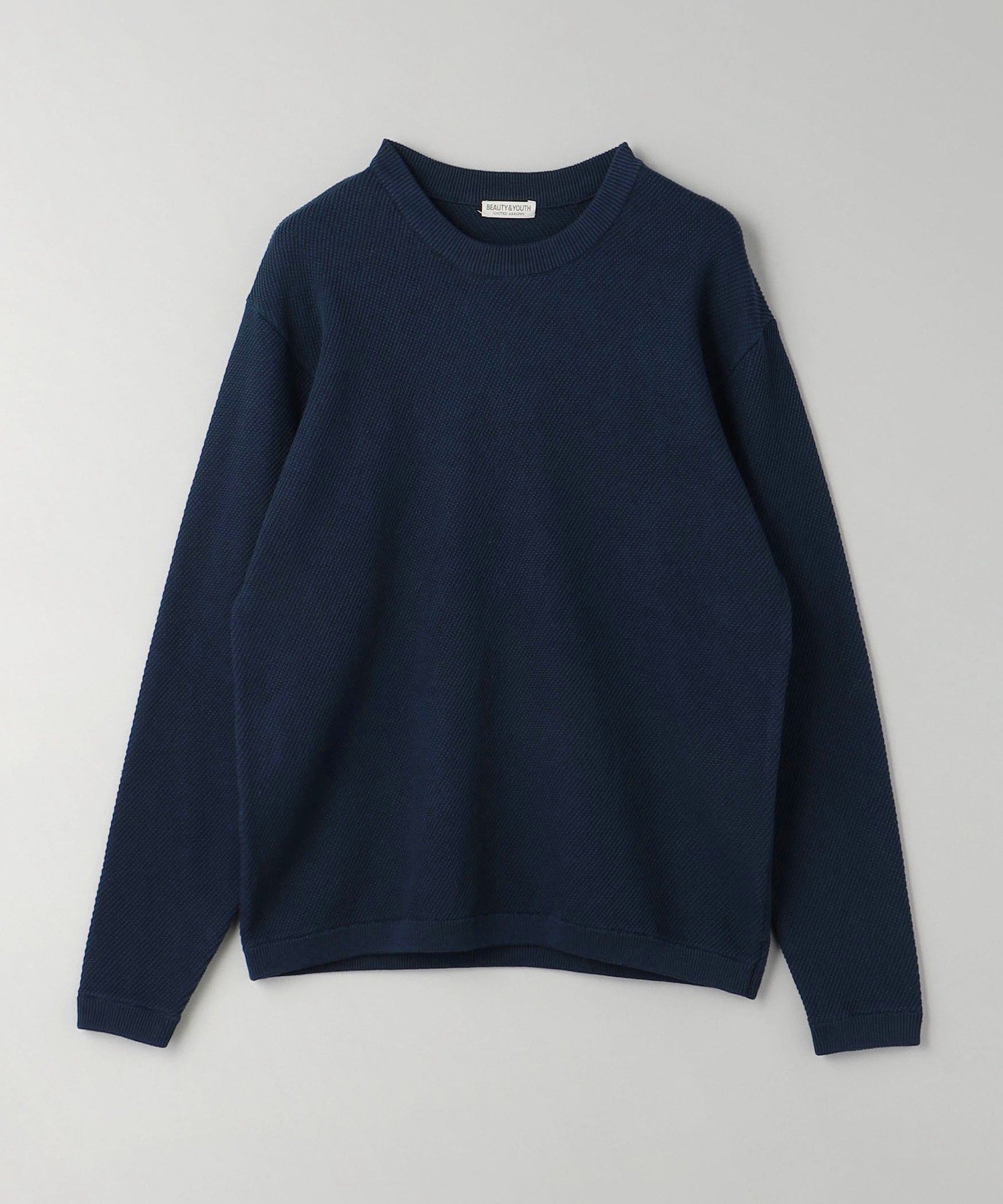 BEAUTY&YOUTH UNITED ARROWS ガスコットン スランティング クルーネック ニット ビューティー＆ユース　ユナイテッドアローズ トップス ニット ブルー ホワイト ブラック【送料無料】