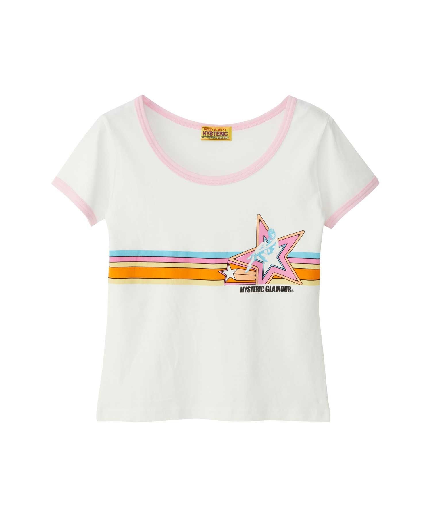 HYSTERIC GLAMOUR STAR GIRL チビTシャツ ヒステリックグラマー トップス カットソー Tシャツ ホワイト イエロー ブラック【送料無料】