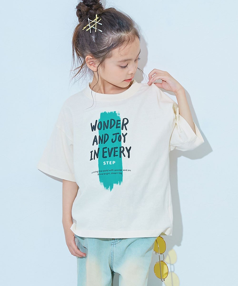 devirock 綿100% デビラボ BIGシルエット プリント半袖Tシャツ 子供服 キッズ ベビー服 26SS デビロック トップス カットソー・Tシャツ グレー イエロー