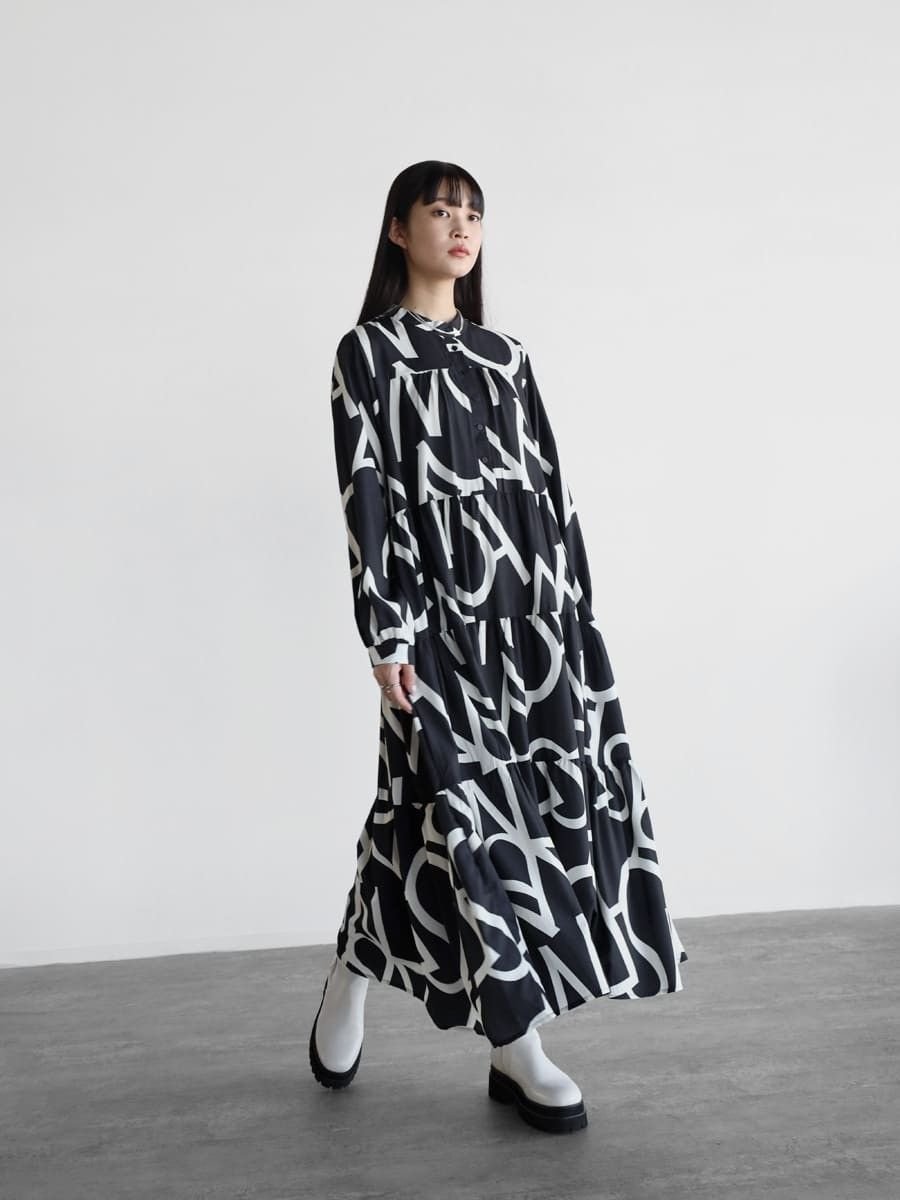 【SALE／10%OFF】LASUD モノトーンジオメトリックワンピース ラシュッド ワンピース・ドレス ドレス ブラック【送料無料】のサムネイル