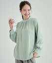 SHOO・LA・RUE あったか裏地 ハイネックブラウス【SHOO WARM】 シューラルー トップス シャツ・ブラウス ネイビー ホワイト ベージュ グリーン