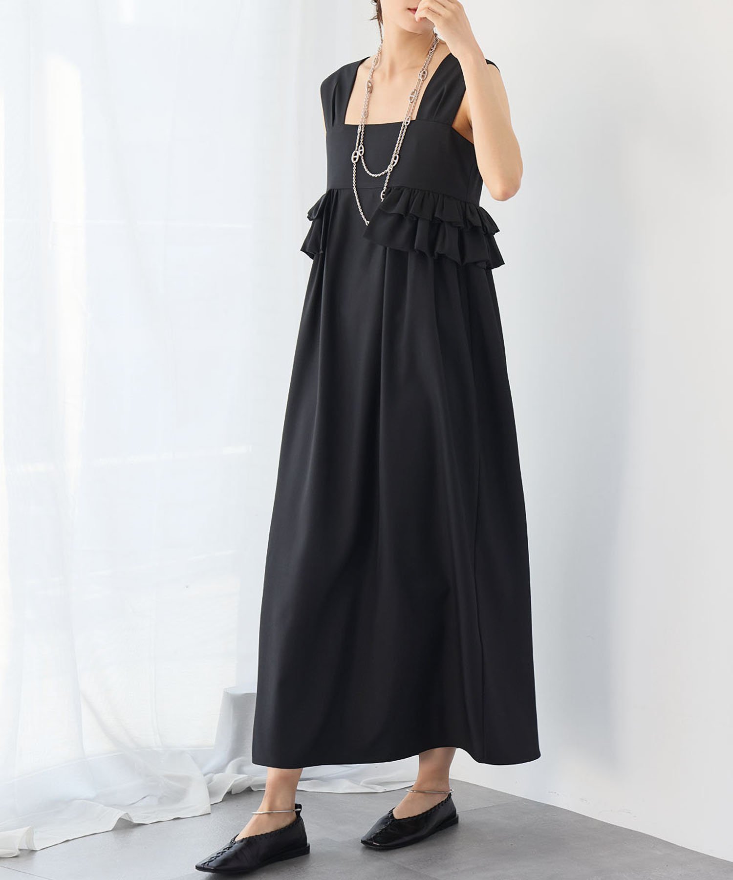 【SALE／36%OFF】ELFRANK オフショルダーヨークフリルAラインワンピース【洗える】 ガール ワンピース..