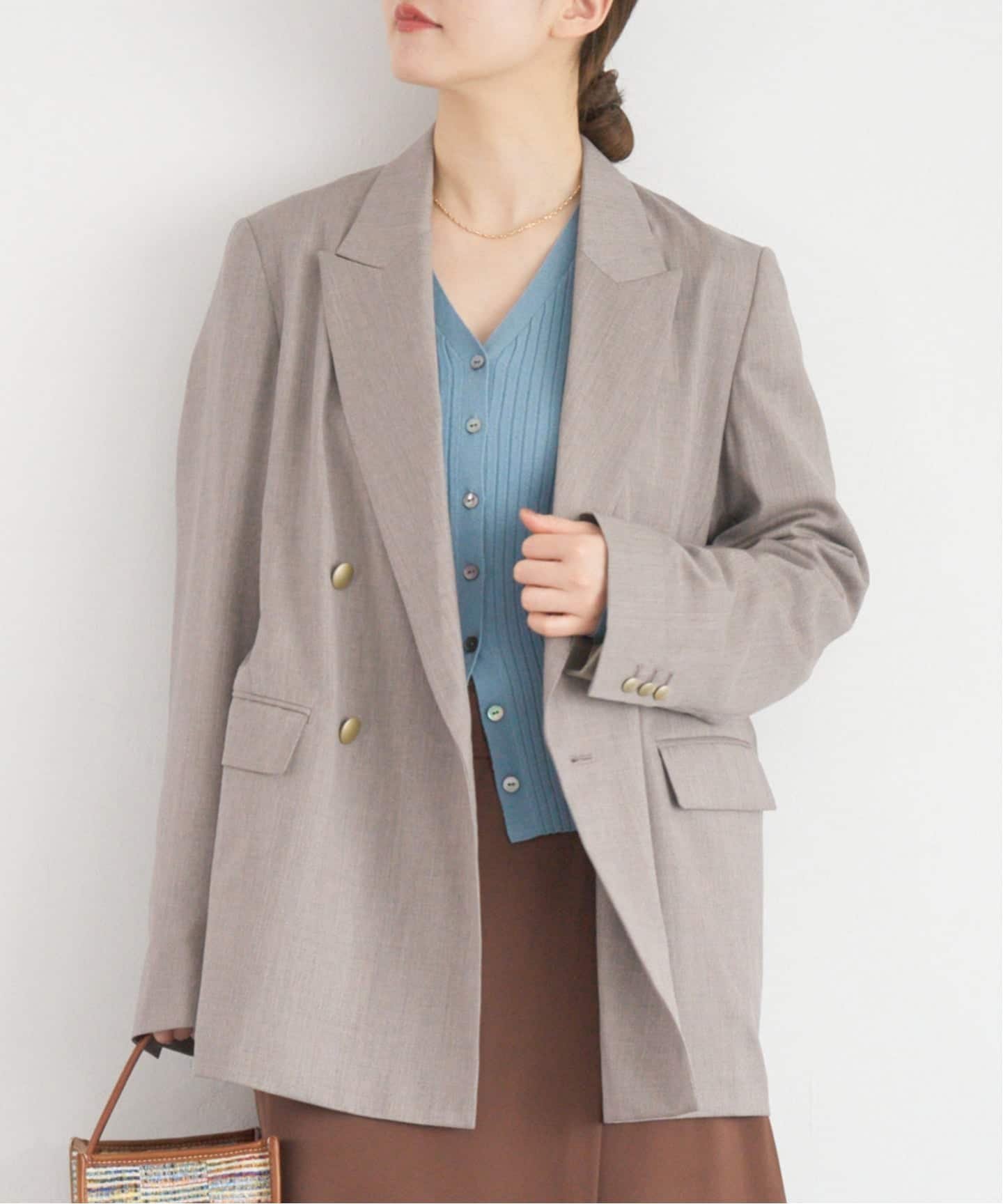 IENA REDA SUPER110 ダブルブレストジャケット イエナ ジャケット・アウター テーラードジャケット・ブレザー ベージュ ネイビー【送料無料】のサムネイル