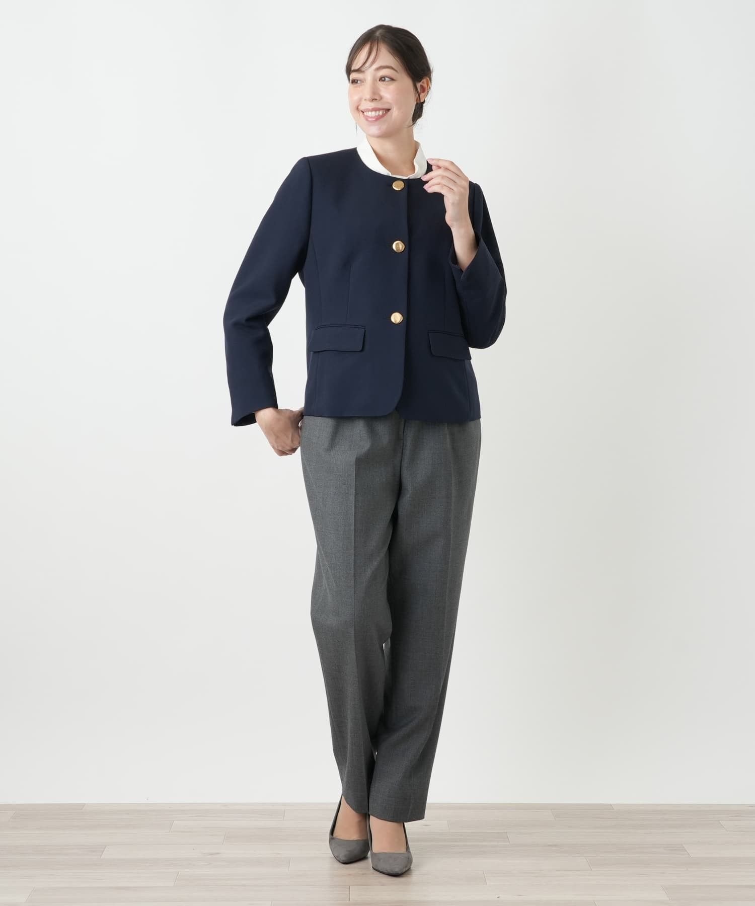 Leilian PLUS HOUSE ジャケット【ROCHAS Premiere】 レリアン プラスハウス ジャケット・アウター テーラードジャケット・ブレザー ネイビー
