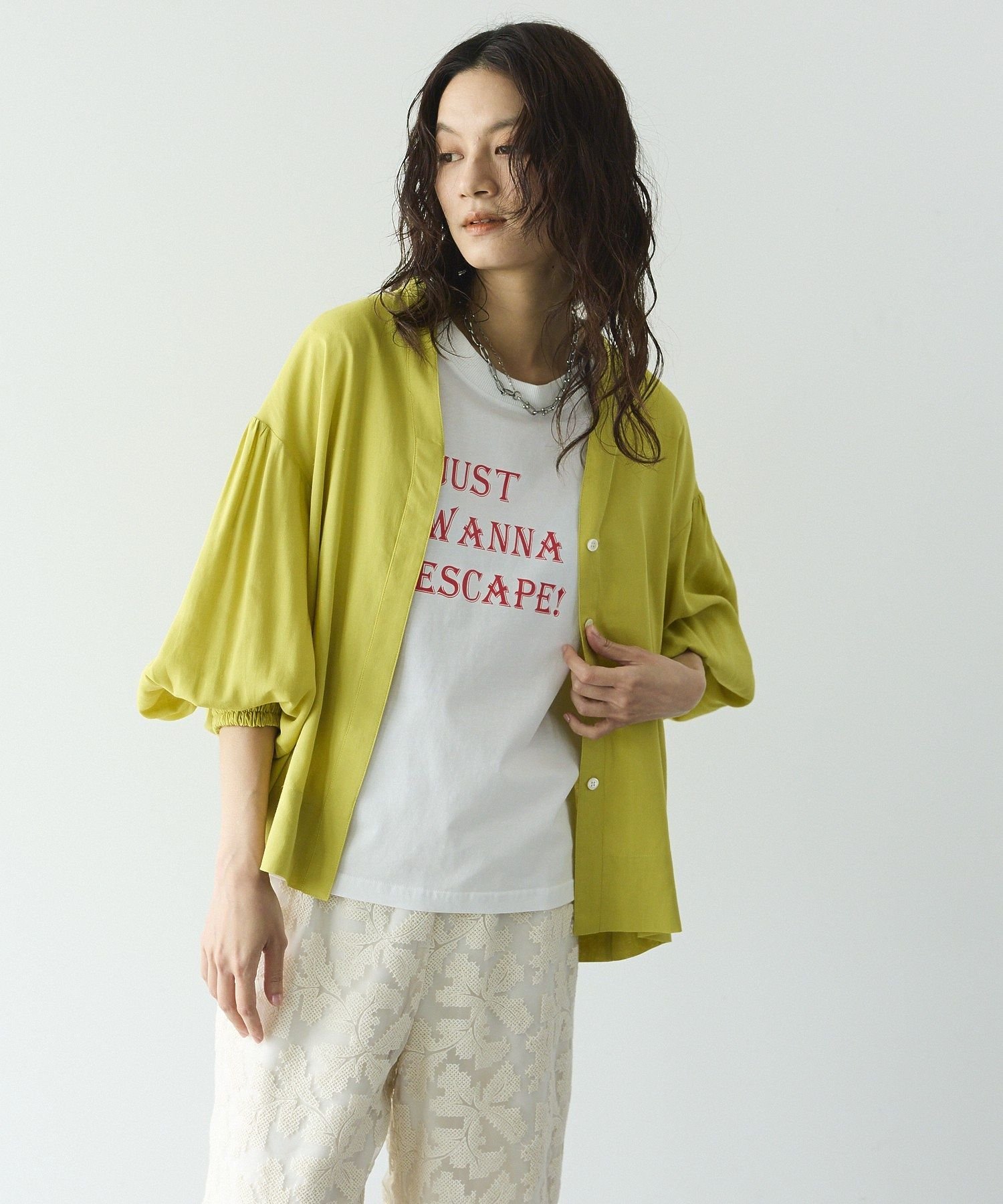 GARAGE OF GOOD CLOTHING バルーンスリーブブラウス ガレージ オブ グッド クロージング トップス シャツ・ブラウス イエロー レッド【送料無料】