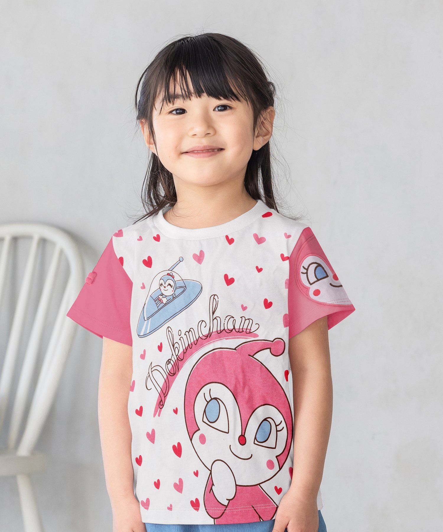 ANPANMAN KIDS COLLECTION APKC/(K)ドキンちゃん コキンちゃん袖アップリケTシャツ アンパンマンキッズコレクション トップス カットソー Tシャツ ピンク ブルー【送料無料】