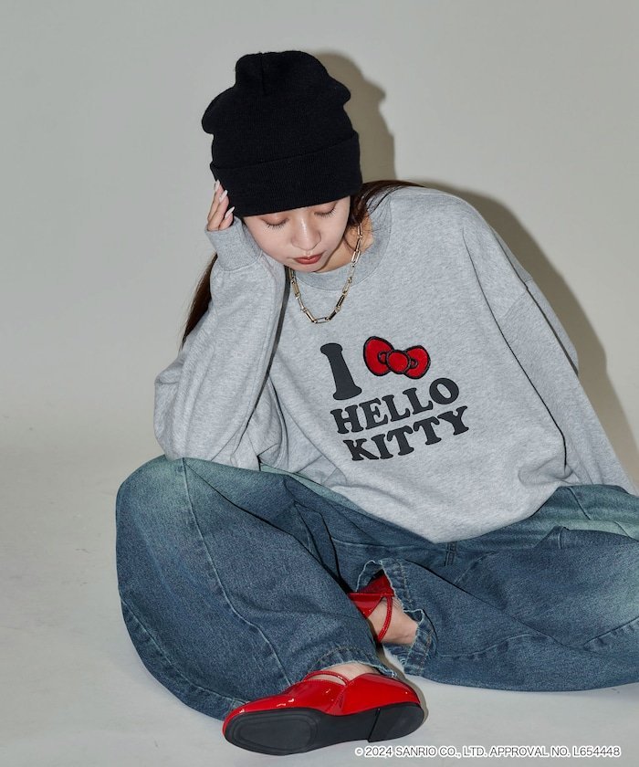 PUBLUX "HELLO KITTY/ハローキティ"ロゴ リボン 刺繍スウェット 限定展開 フリークスストア トップス スウェット・トレーナー グレー ネイビー【送料無料】のサムネイル