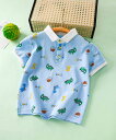 【SALE/10%OFF】aimoha KIDS 【aimoha-KIDS-】恐竜柄ポロシャツ アイモハ トップス ポロシャツ ブルー グレー