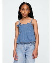 GAP (K)デニム リボン飾りストラップ ペプラムトップス (キッズ) ギャップ トップス キャミソール ブルー【送料無料】