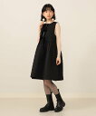 CAROLINA GLASER リボン付きキルティング ノースリーブワンピース カロリナ グレイサー ワンピース・ドレス ワンピース ブラック カーキグリーン【送料無料】