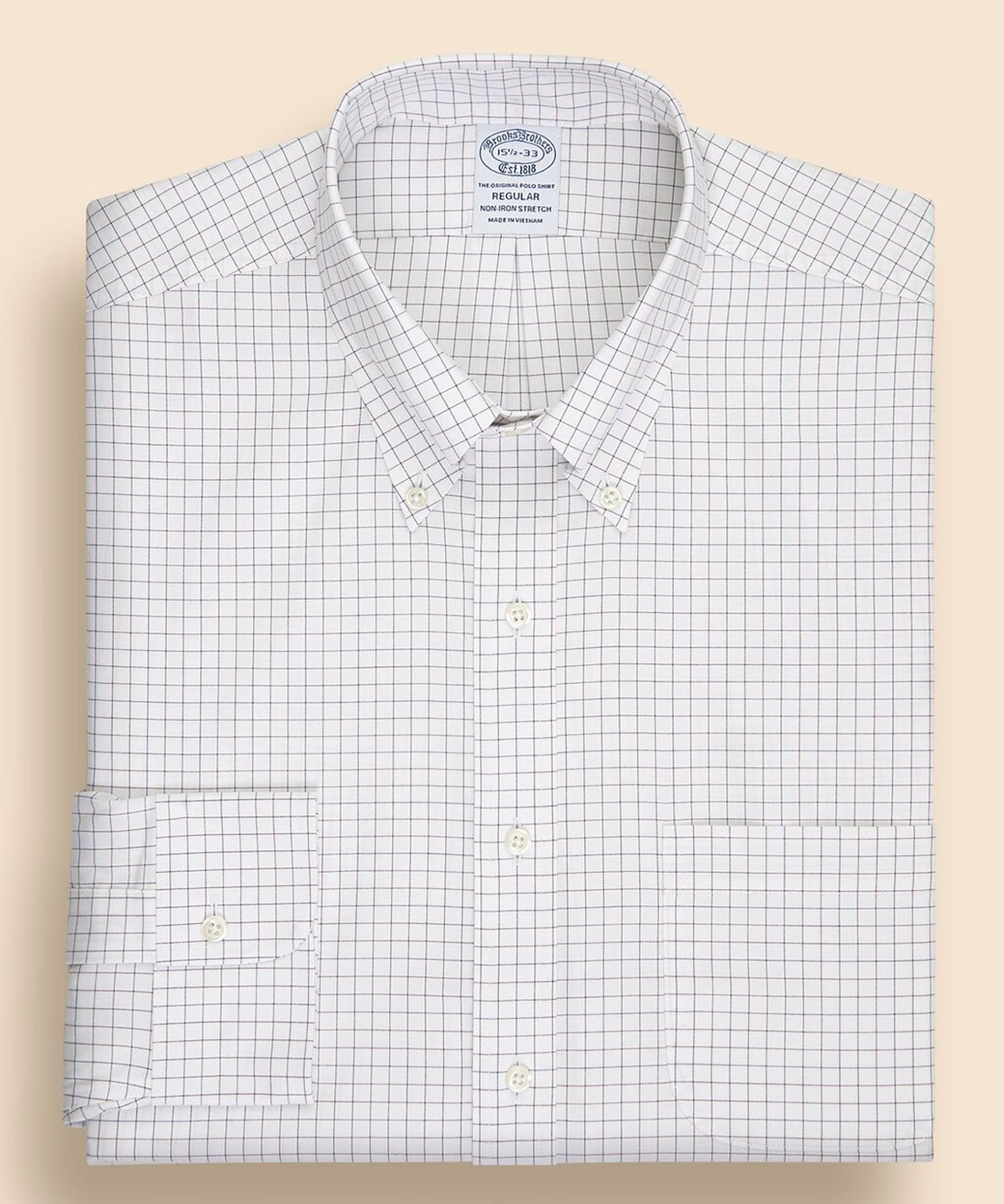 【SALE／35%OFF】BROOKS BROTHERS ストレッチピンポイントオックスフォード チェック ドレスシャツ Regular Fit ブルックス ブラザーズ トップス シャツ・ブラウス ホワイト ブラウン【送料無料】