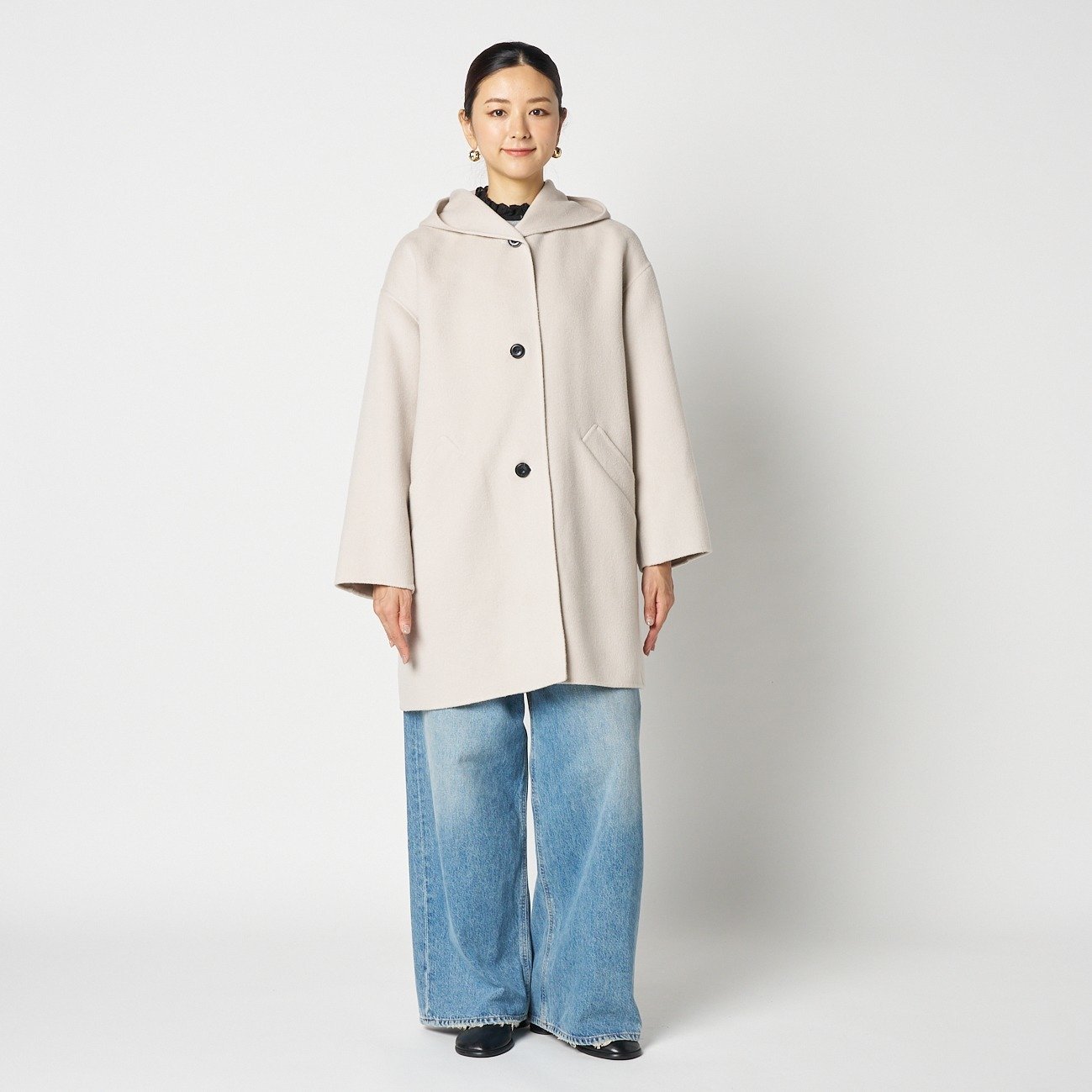 HELIOPOLE DOUBLE FACE HOODIE COAT エリオポール ジャケット・アウター その他のジャケット・アウター ホワイト ブラック