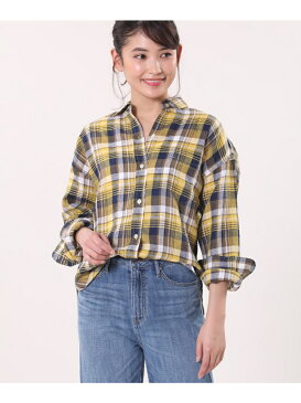 【SALE／30%OFF】CLEAR IMPRESSION 【春の新作】チェック柄ドロップショルダーリネンシャツ クリアインプレッション シャツ/ブラウス【RBA_S】【RBA_E】【送料無料】