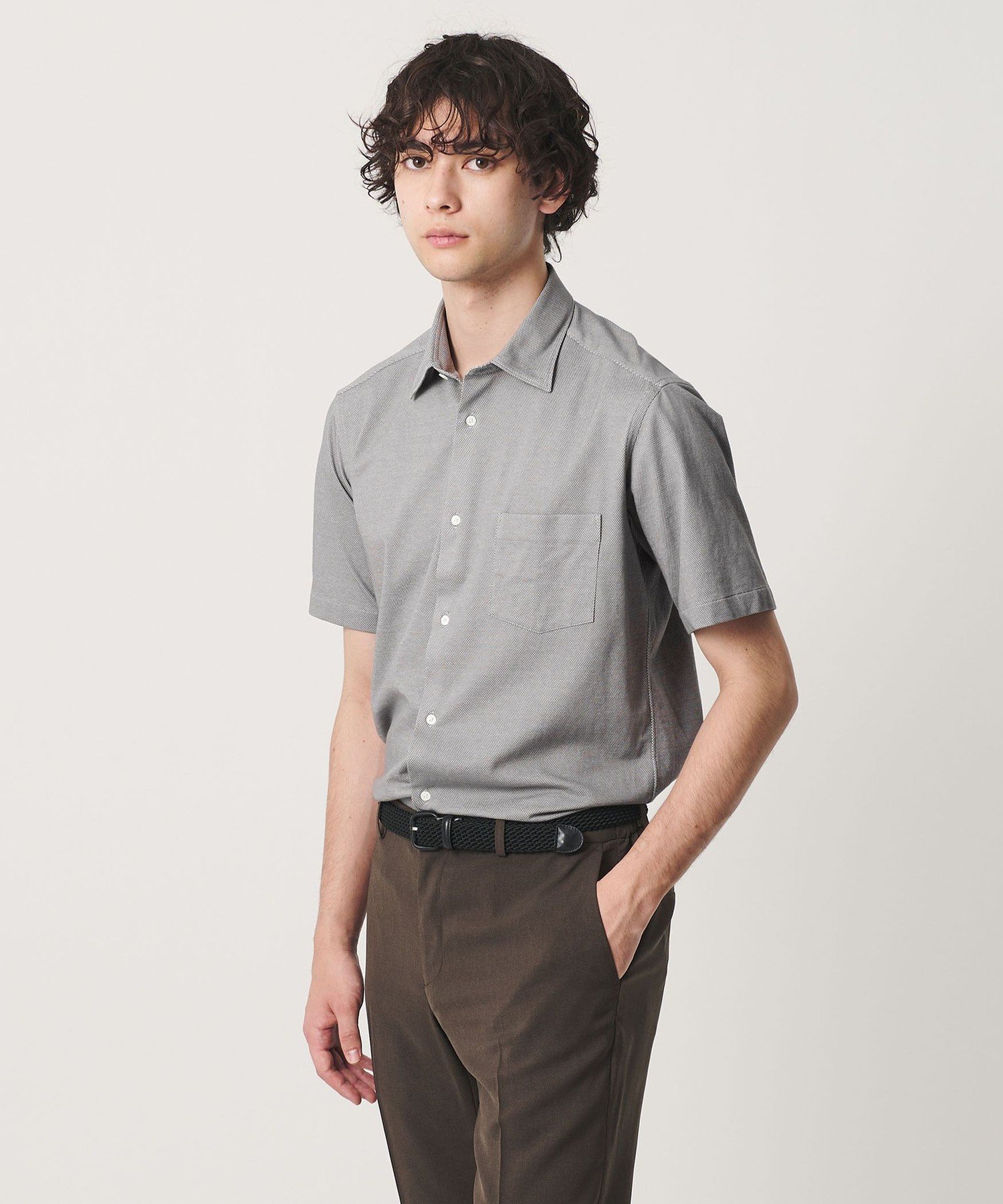 UNITED ARROWS ロイヤルオックス ショートスリーブ セミワイドカラーシャツ COMFORT EASY-MODEL 抗菌防臭 ユナイテッドアローズ トップス シャツ・ブラウス ブルー グレー ホワイト