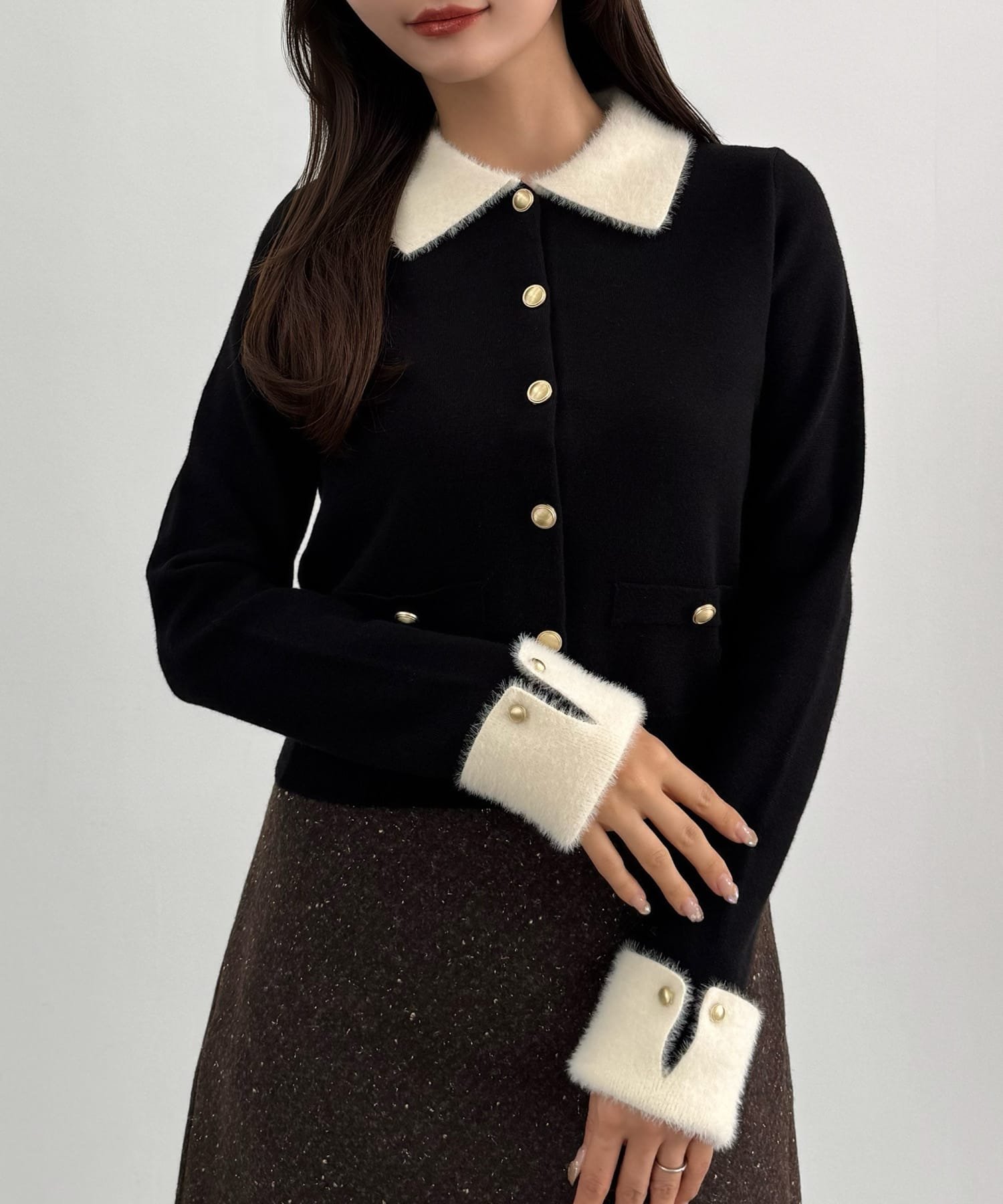 【SALE／20%OFF】JUNOAH CENEA シャギーポロネックニットカーディガン ジュノア ト...