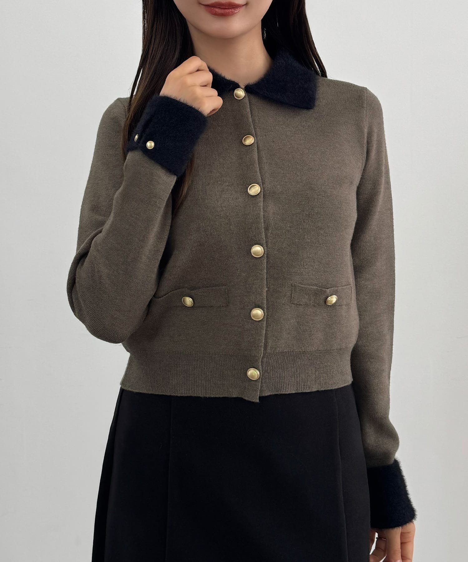 【SALE／20%OFF】JUNOAH CENEA シャギーポロネックニットカーディガン ジュノア ト...